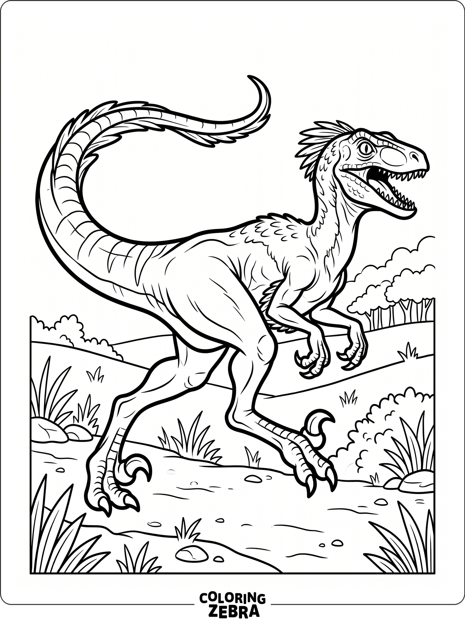 Zebra Raptor 34 Free Velociraptor Coloring Pages - Printable PDF Sheets