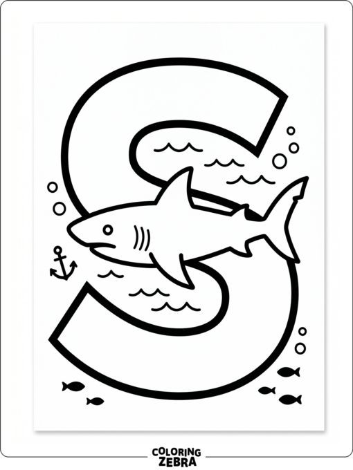 A shark swimming through the letter S