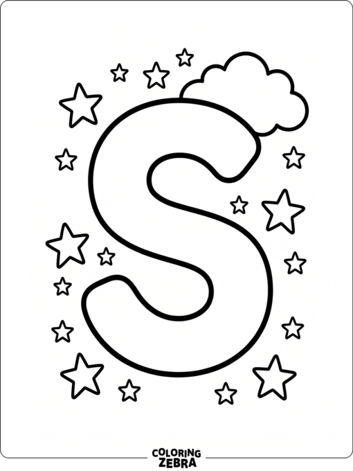 A big S with stars and a cloud around it