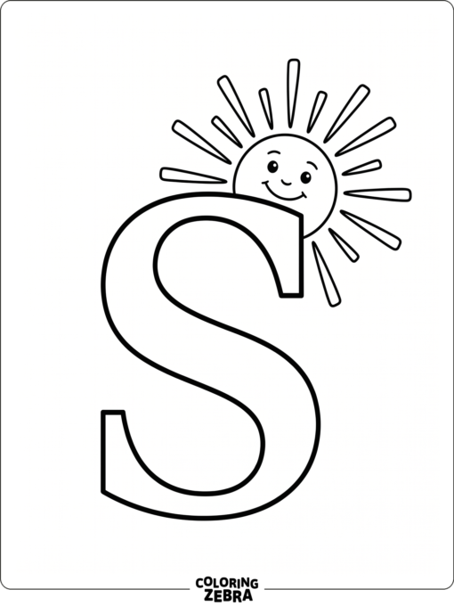 A sun shining above the letter S