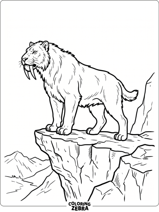 A saber tooth cat standing on a cliff