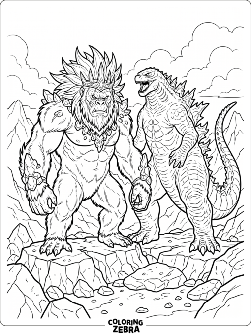 A Scar King monster standing near Godzilla