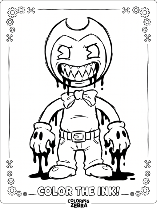 Scary Bendy with a sharp grin and ink drips