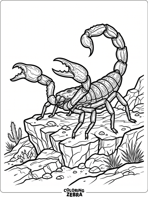 A scorpion with raised claws and a curved tail