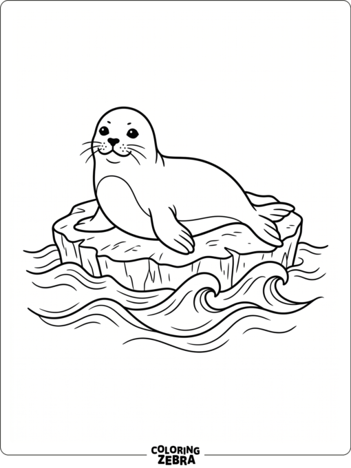 A seal lying on a small ice floe with gentle waves