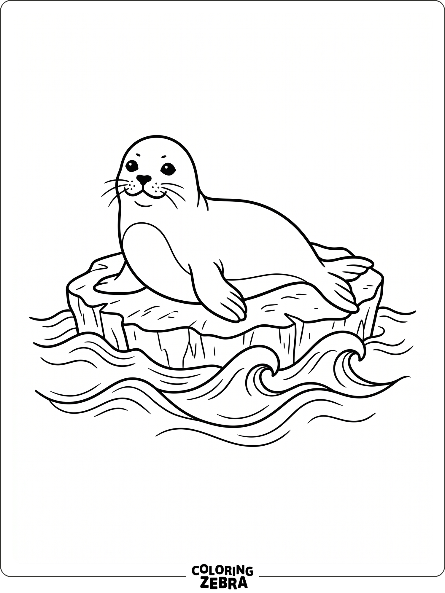 A seal lying on a small ice floe with gentle waves