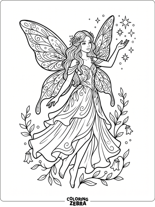 A glamorous fairy with flowing wings