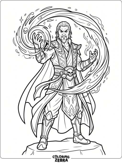 Shang Tsung from Mortal Kombat with swirling magic around him