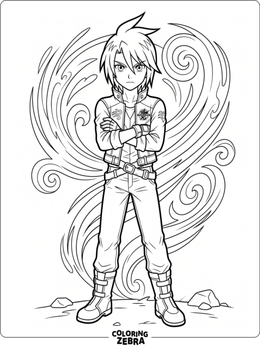 Shun Kazami with a calm pose and wind lines