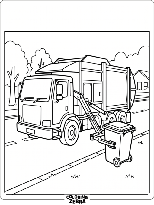 A side loader garbage truck reaching for a bin