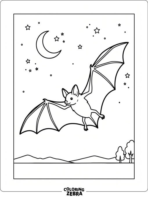 A simple bat flying across a plain night sky