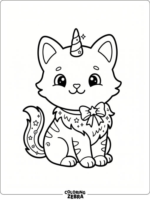 A simple caticorn with rounded ears and a tiny horn