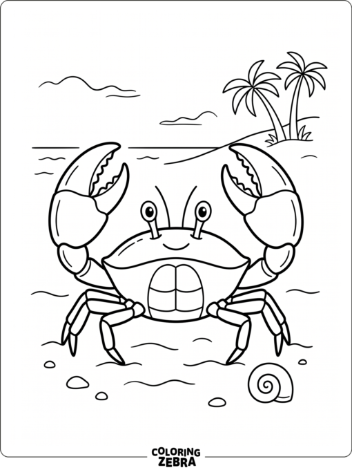 A simple crab outline with large claws