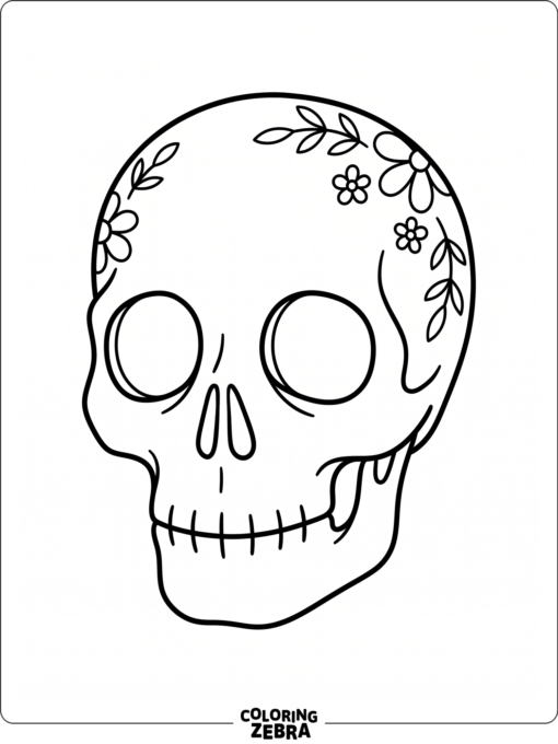 Simple skull with small flowers and clean lines