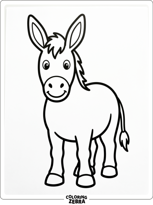 A front view donkey with bold outlines