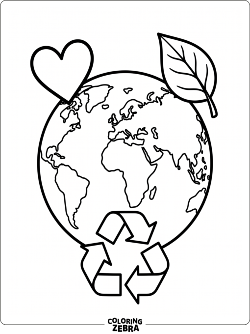 Simple Earth With Heart and Leaf