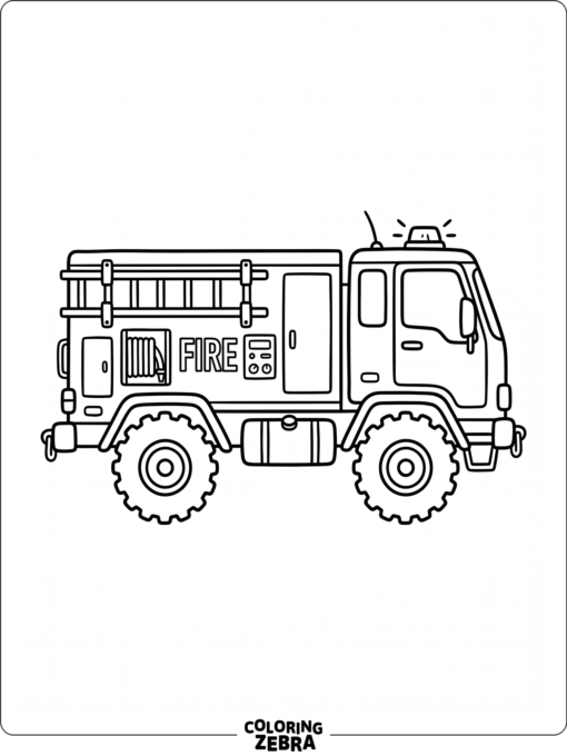Minimal fire truck side view with chunky tires