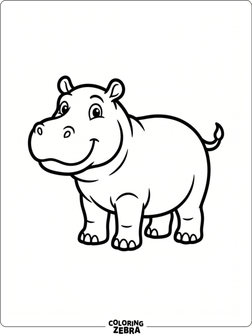 A plain hippo with bold outlines and no background details