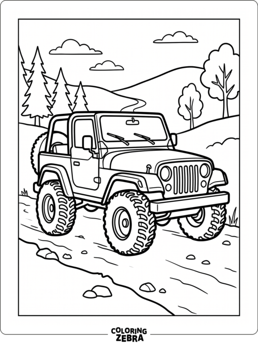 Boxy Jeep on a Simple Road