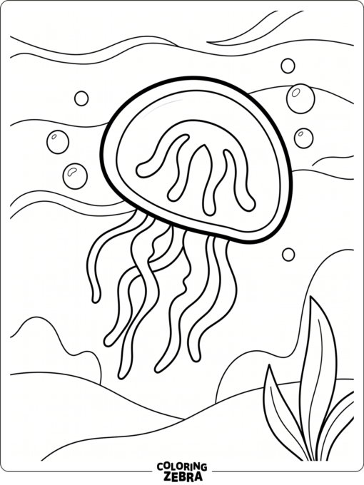 A simple jellyfish with smooth lines and a plain background