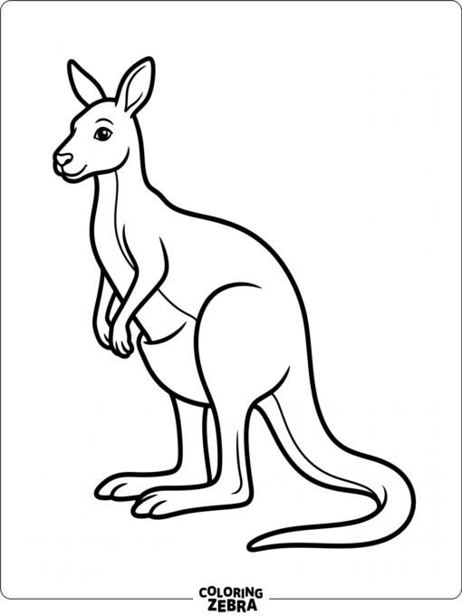 A simple kangaroo outline with a pouch and long tail