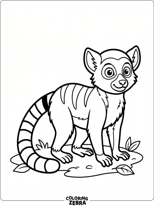 A small lemur standing alone with bold outlines