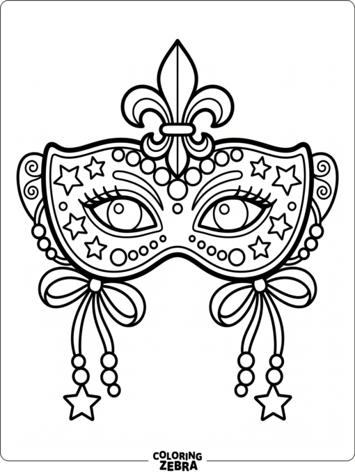 A simple Mardi Gras mask with stars and beads