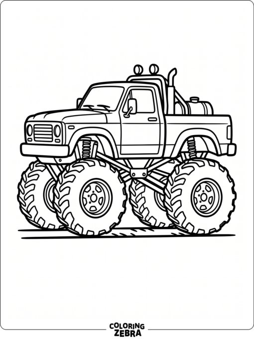 Basic monster truck with thick outlines and empty background