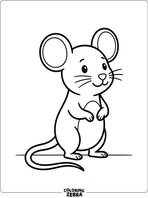 A simple mouse with round ears on a blank floor