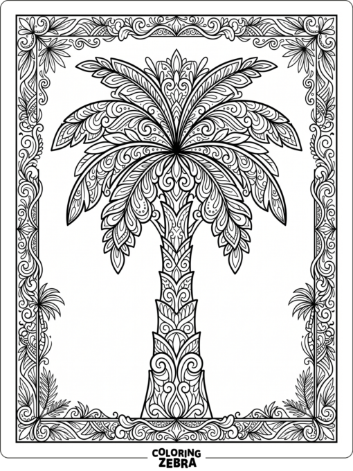 An ornate palm tree with layered fronds