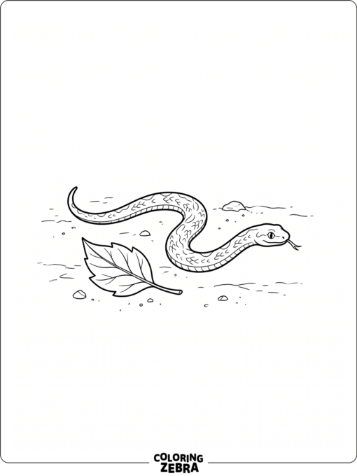 A simple snake sliding past a leaf