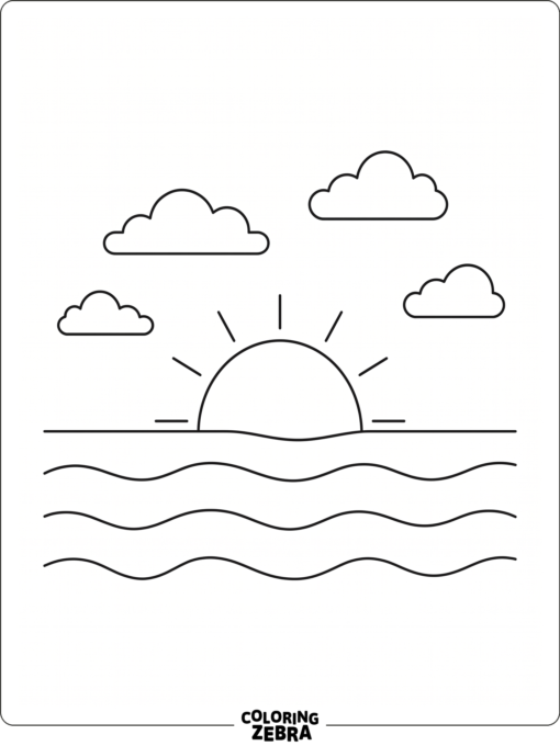 A minimal sunset with a low sun and a few clouds