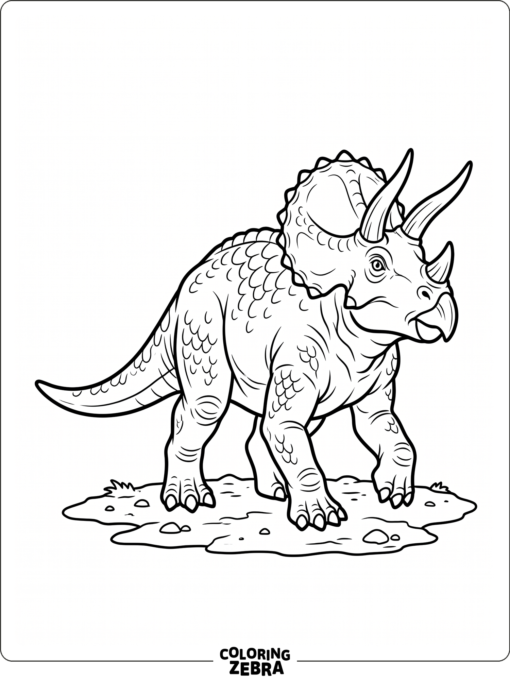 A simple triceratops with bold outlines