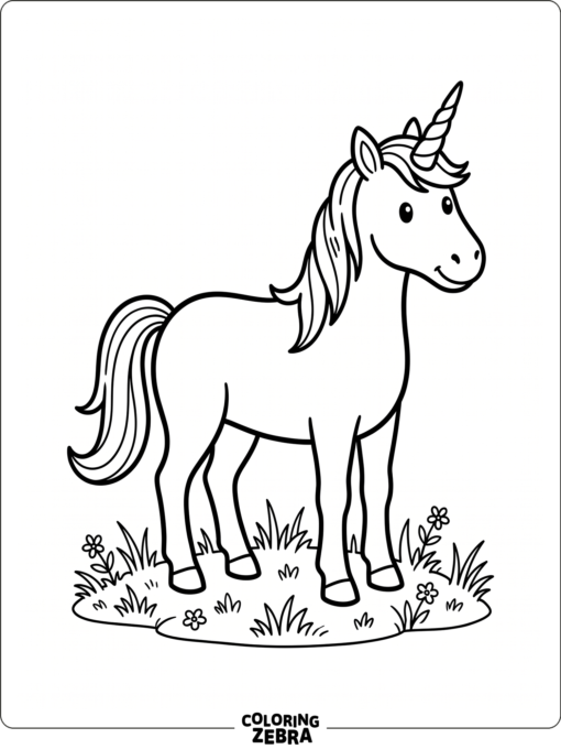 A basic unicorn standing on grass