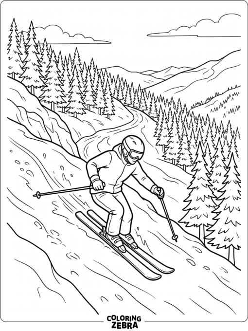 A skier coming down a snowy mountain