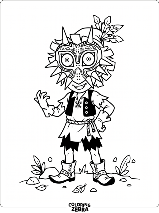 Skull Kid with a mask and playful stance