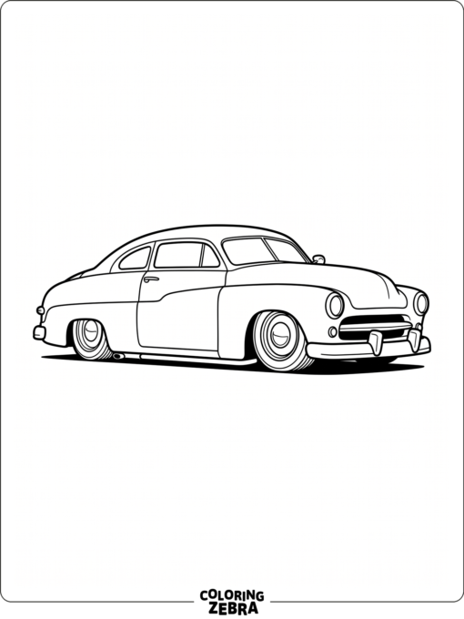 A slammed car with a very low body and rounded roof