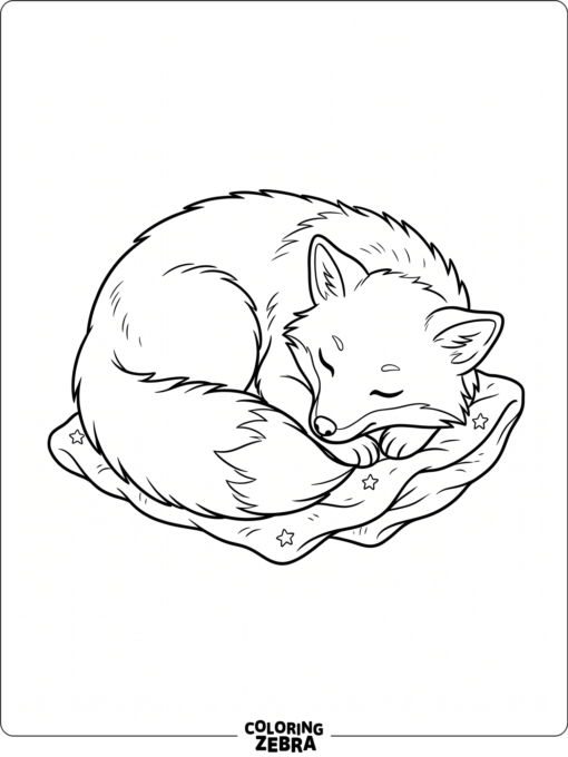 A sleeping fox curled into a ball
