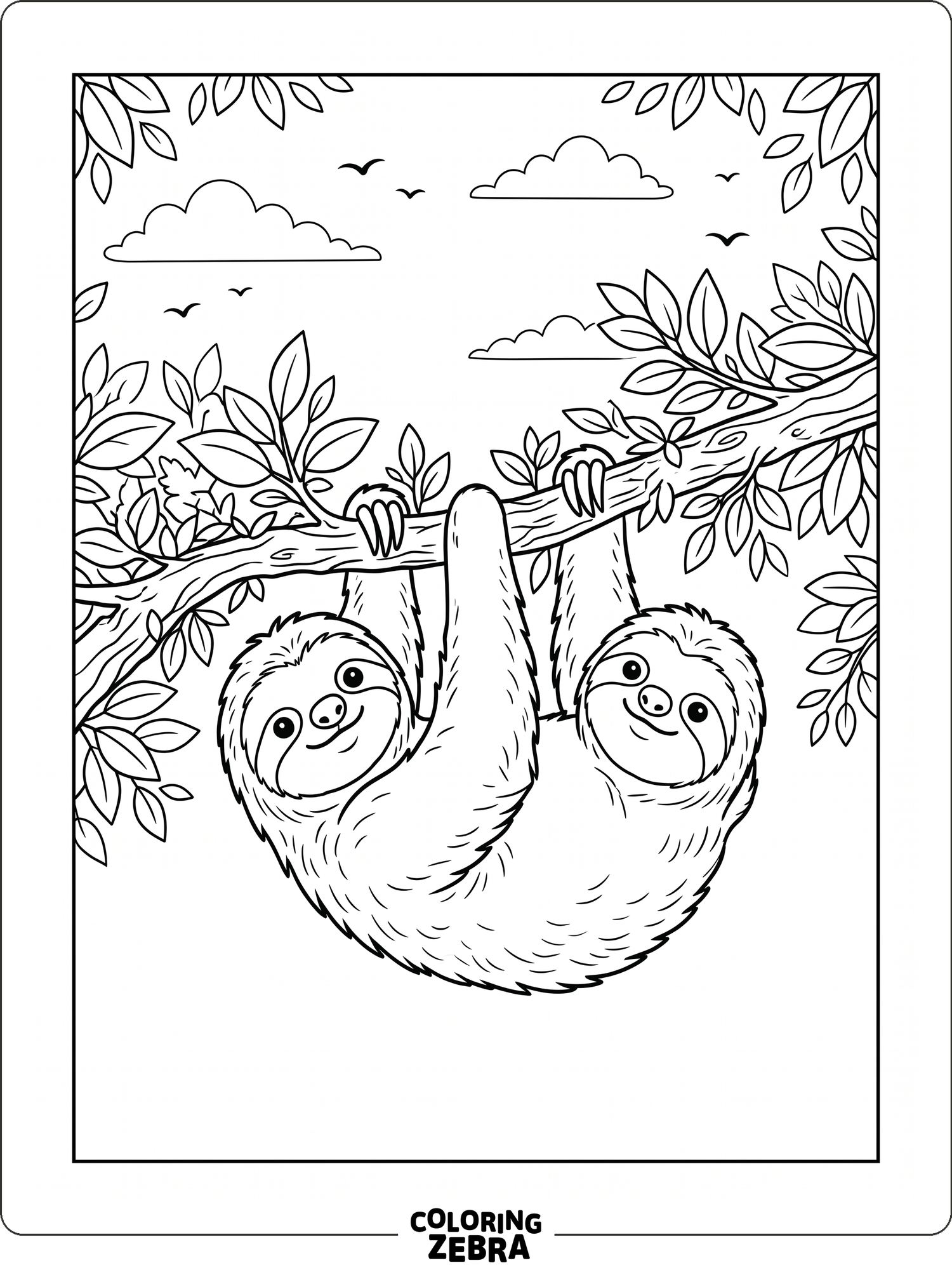 30 Free Sloth Coloring Pages - Printable PDF Sheets