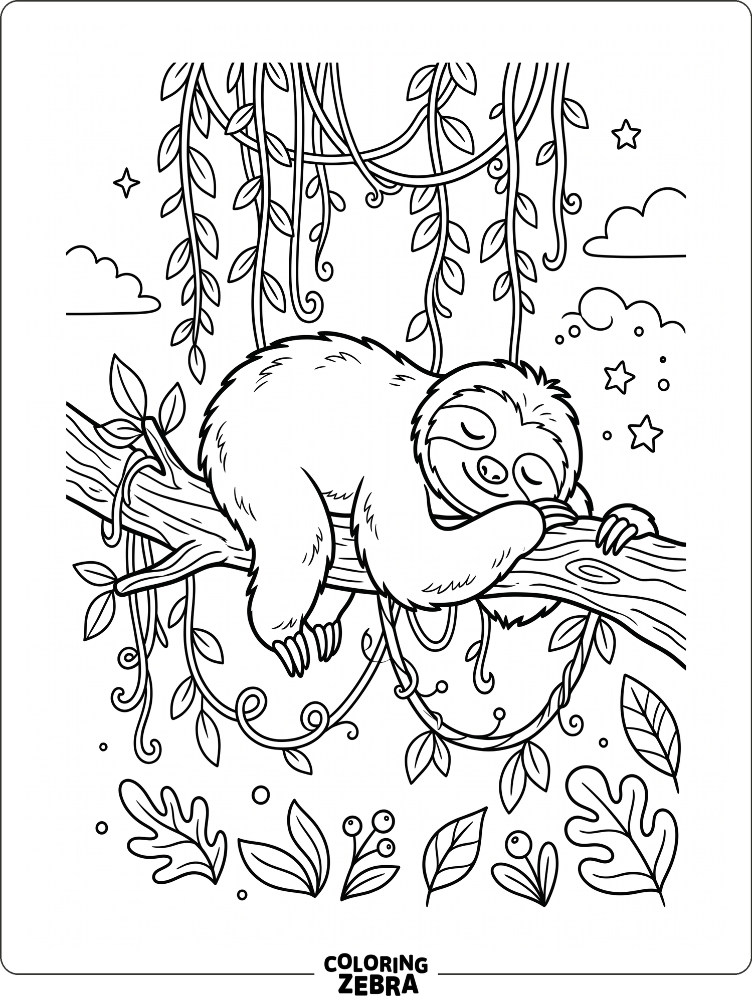 30 Free Sloth Coloring Pages - Printable PDF Sheets