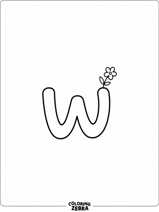 A small lowercase w with a tiny flower