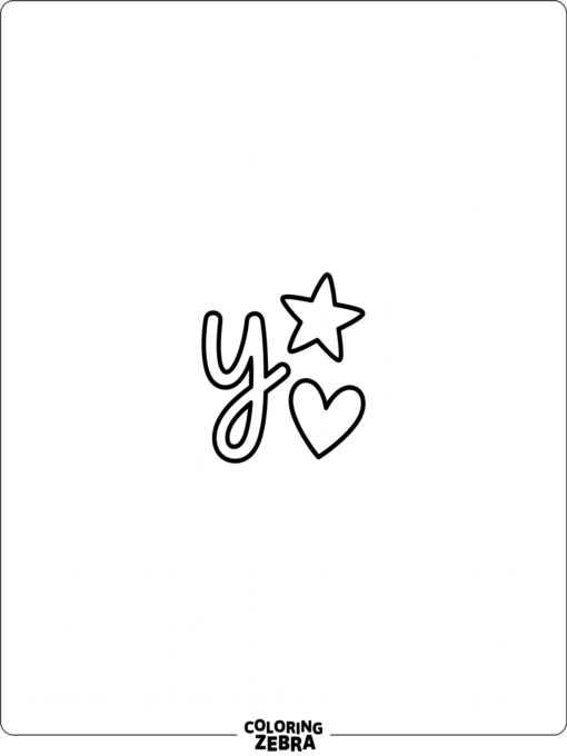 A small letter y with a star and heart