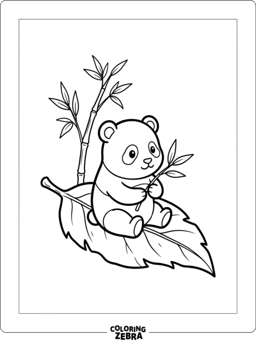 A tiny panda sitting on a leaf