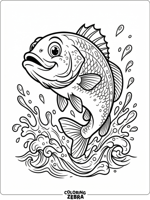 A basic bass fish with a bold outline