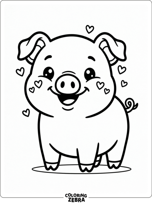 A smiling kawaii pig with round cheeks