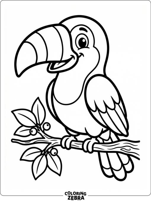 A cute toucan perched on a small branch