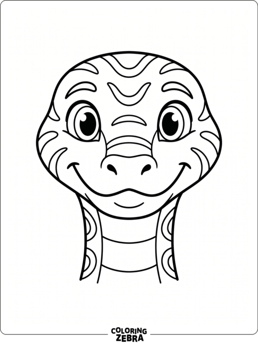 A snake face with large eyes and markings
