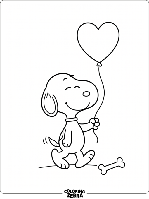 Beagle puppy with a heart balloon and bone