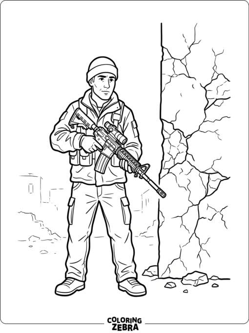 Soap Mactavish beside a cracked wall