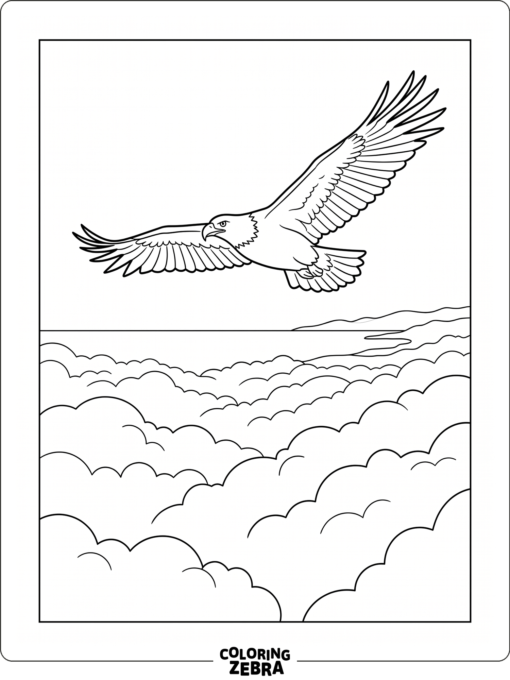 An eagle soaring above the clouds